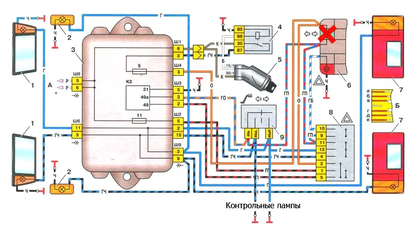 2109 схема подрулевого переключателя, ближнего и дальнего света фар