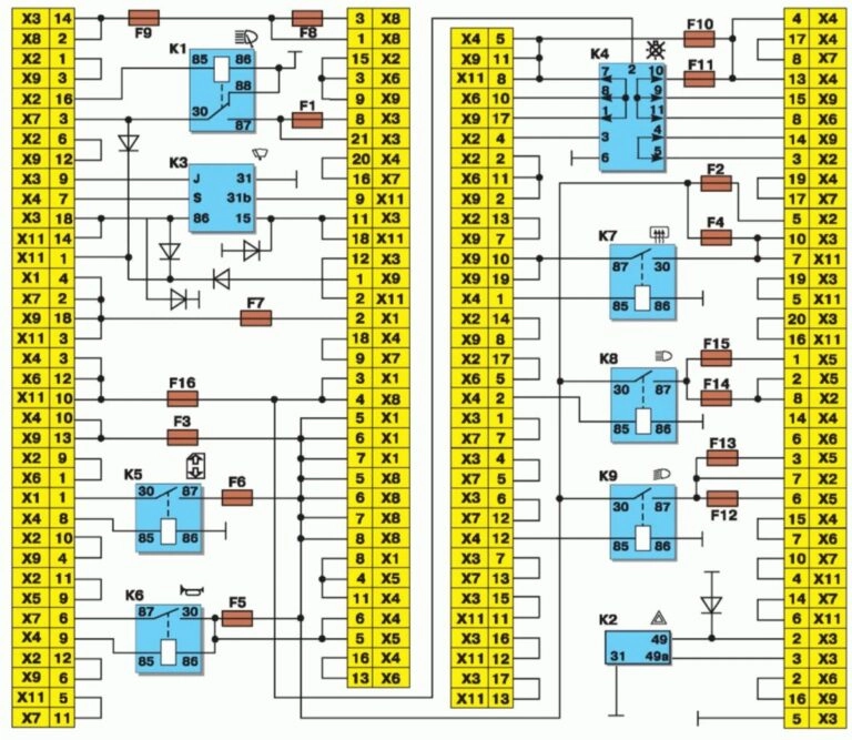 2109 схема старого монтажного блока