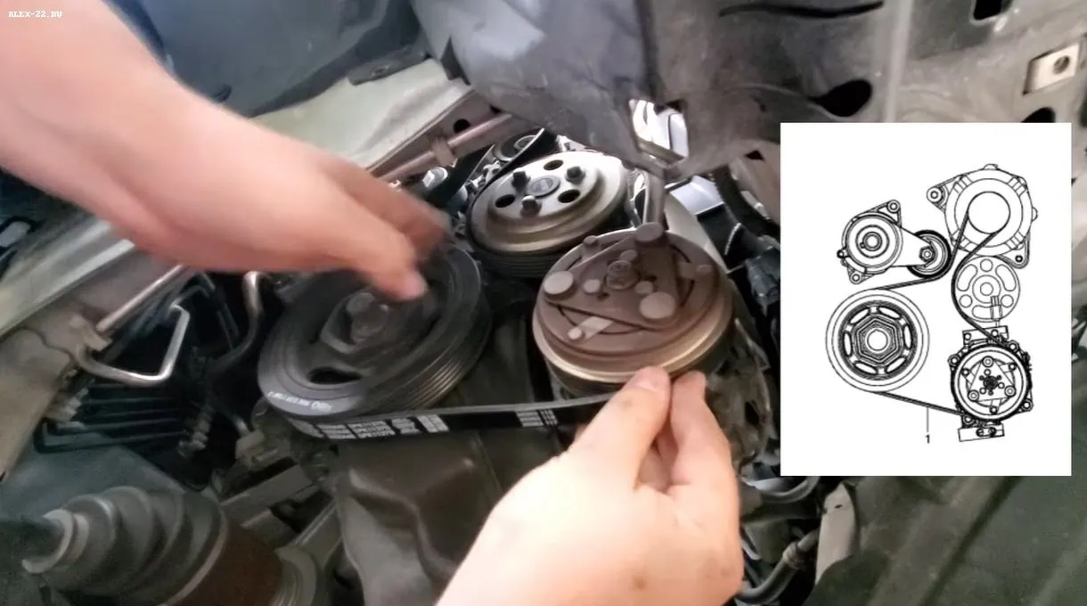 honda jazz alternator belt installation diagram, схема установки ремня генератора