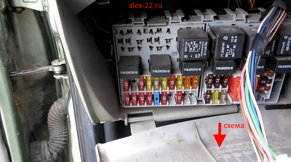калина расположение блока предохранителей