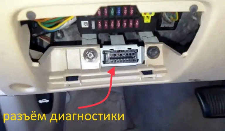 Киа Рио 1 поколения, расположение предохранителей и разъёма диагностики