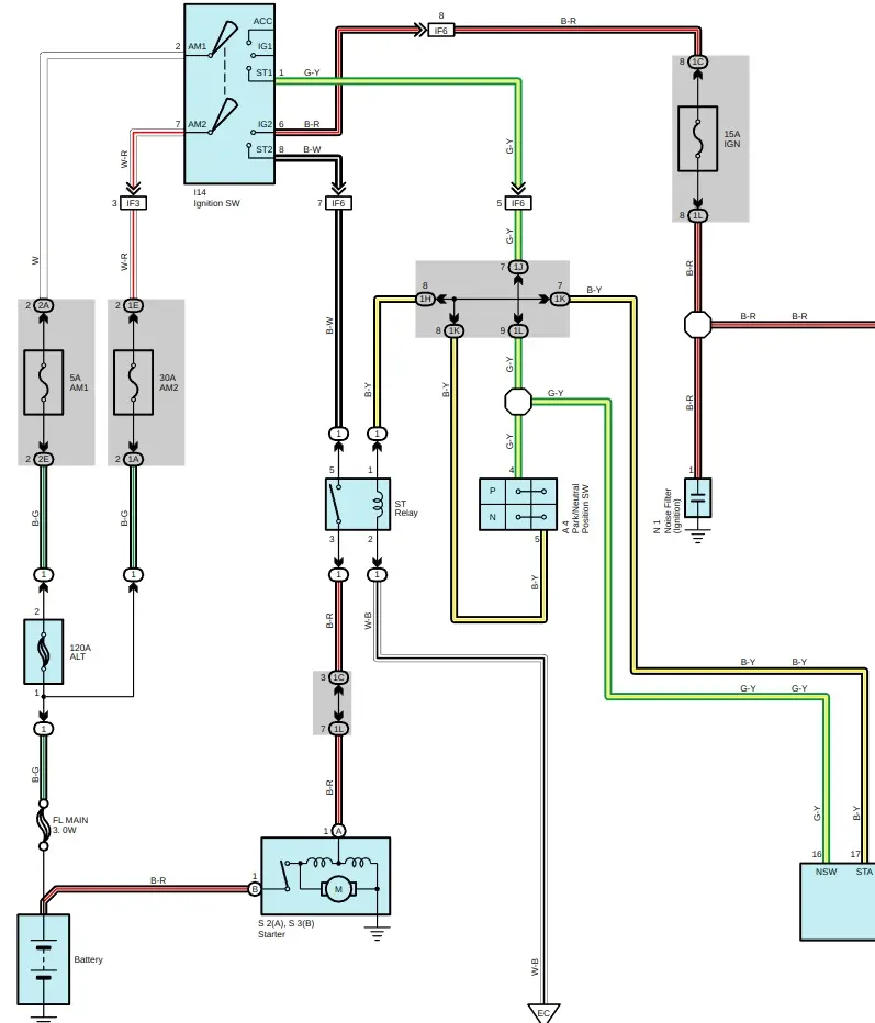 схема стартера лексус 330