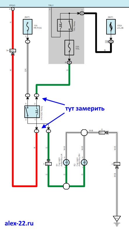lexus LX570 схема реле противотуманных ламп